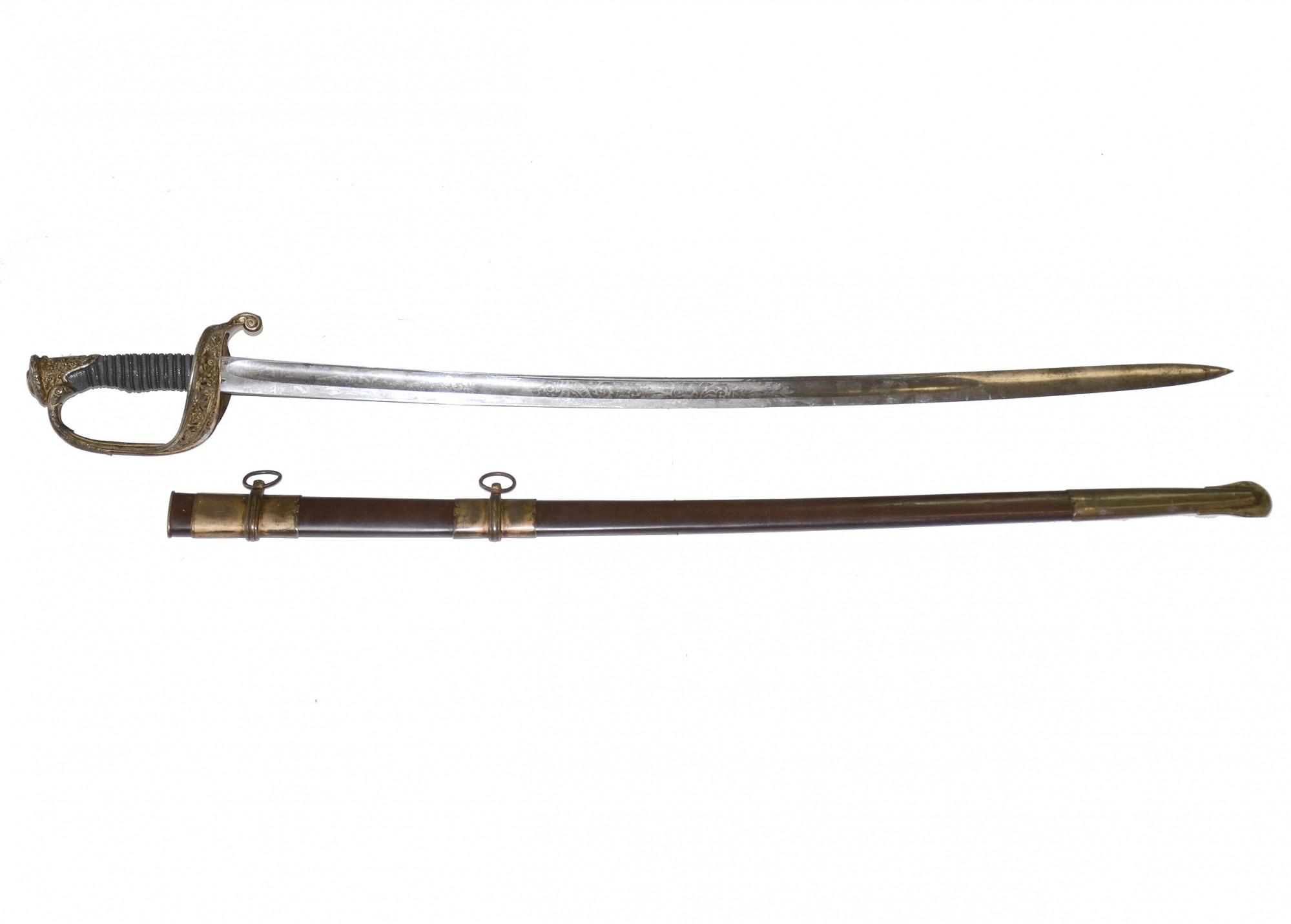 FRENCH-IMPORTED, CIVIL WAR STAFF OFFICER’S SWORD AND SCABBARD