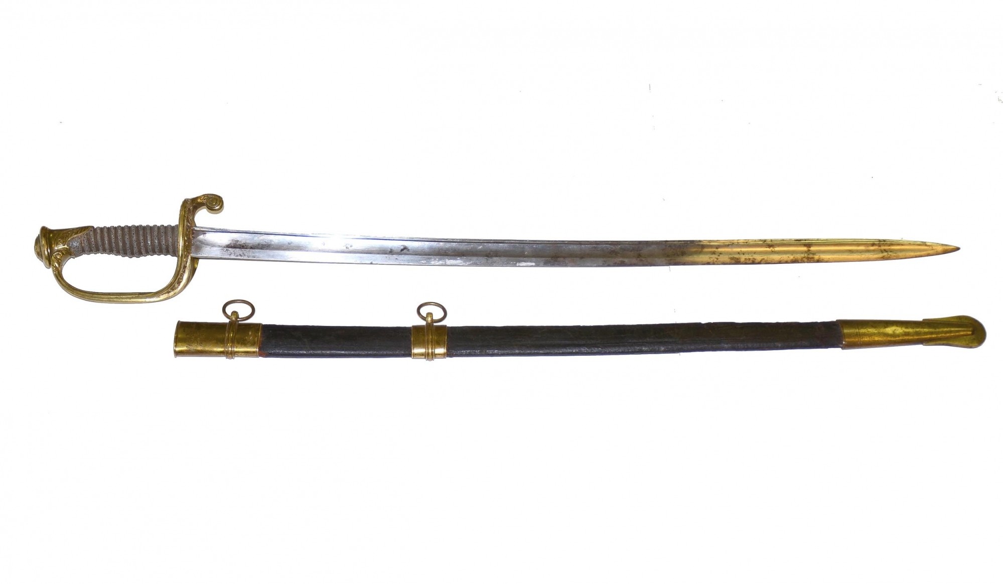 IMPORTED M1850 FOOT OFFICER’S SWORD AND SCABBARD, IDENTIFIED TO A MASSACHUSETTS SOLDIER
