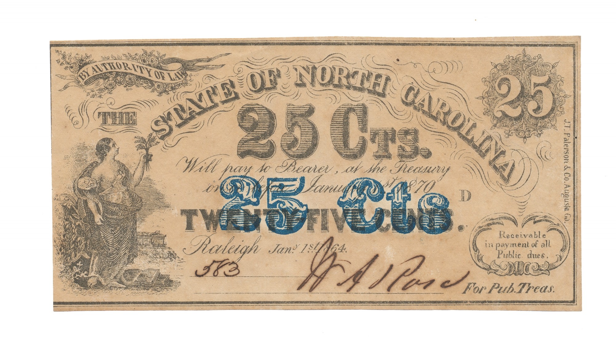 STATE OF NORTH CAROLINA 25 CENT NOTE