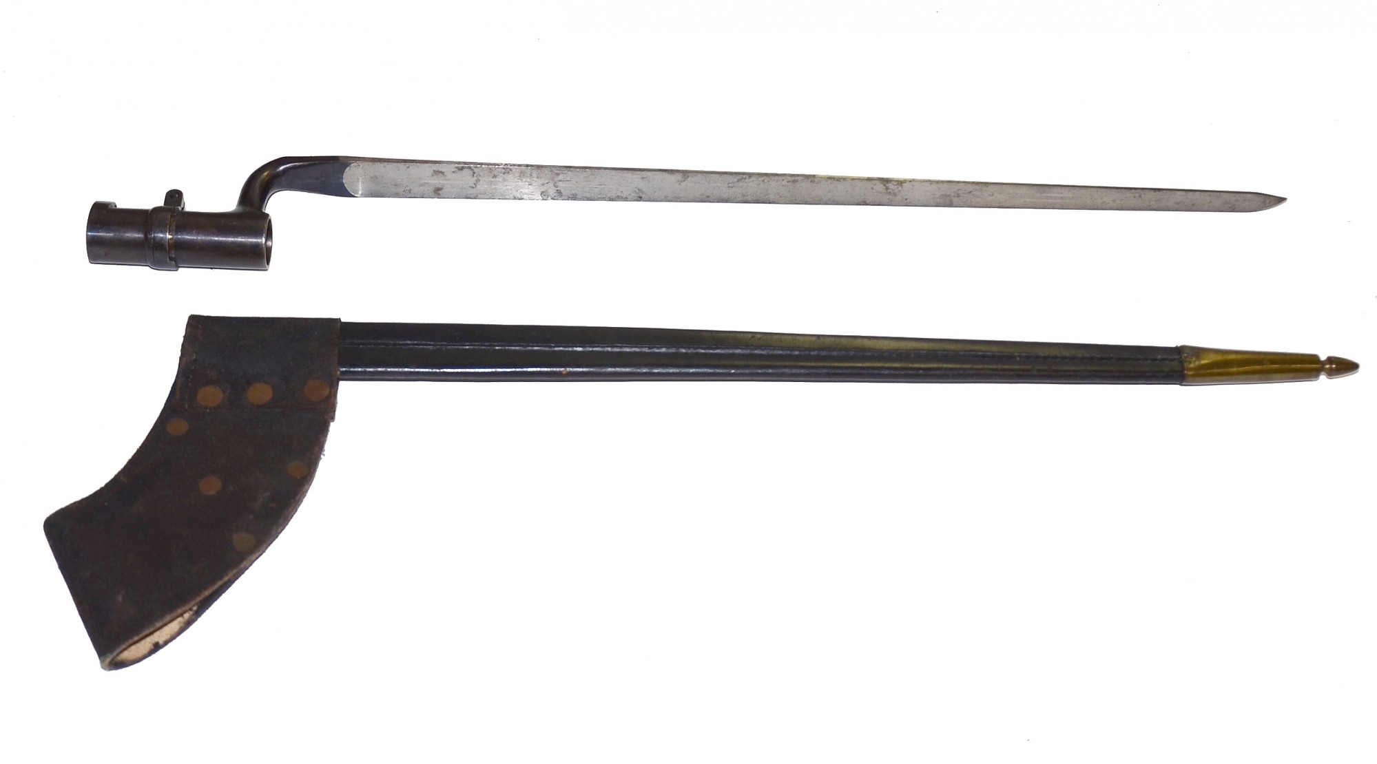 US MODEL 1855 BAYONET WITH BLUEING, ACCOMPANIED BY SCABBARD