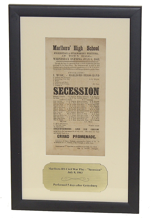 1863 MARLBORO, NH HIGH SCHOOL PLAY BROADSIDE - 'SECESSION'