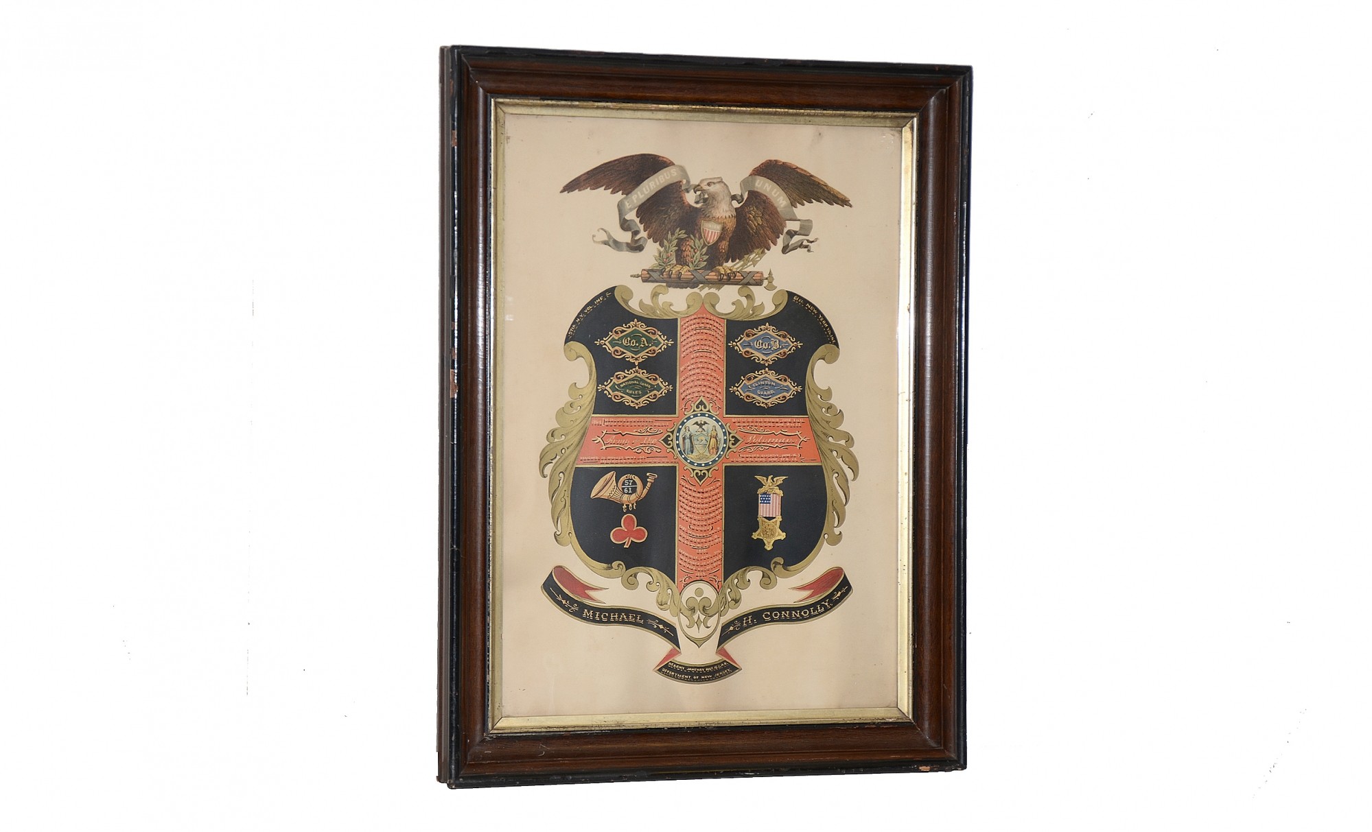 ESCUTCHEON FOR SOLDIER IN 57TH AND 61ST NEW YORK INFANTRY
