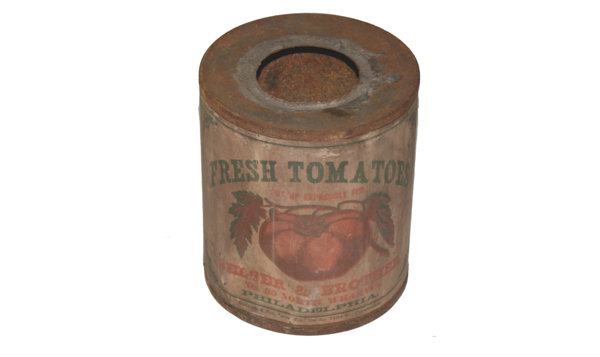 CIVIL WAR PERIOD TOMATO CAN WITH LABEL