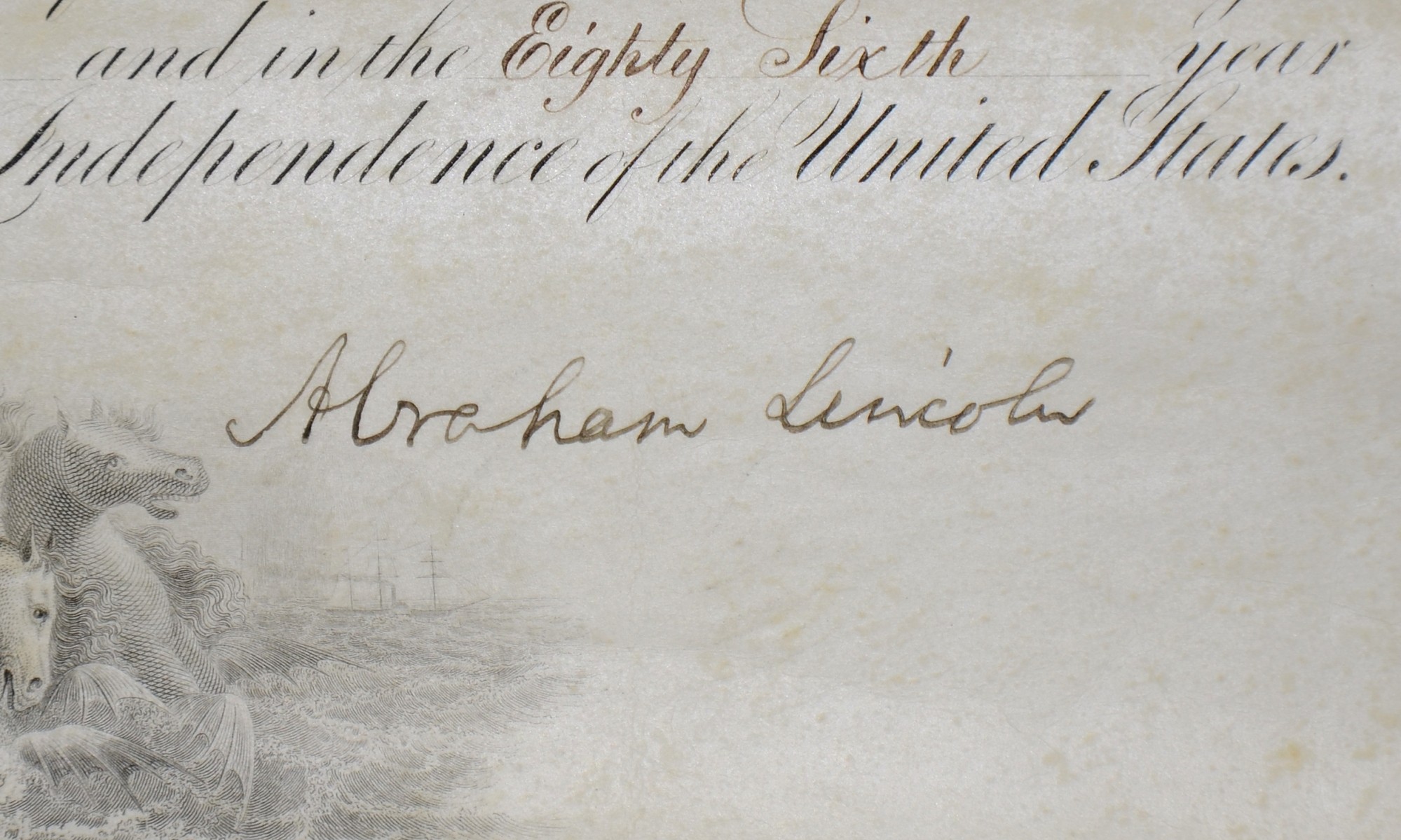 WILLIAM REYNOLDS’ NAVAL OFFICER’S COMMANDER’S COMMISSION IN EXCELLENT CONDITION SIGNED BY ABRAHAM LINCOLN