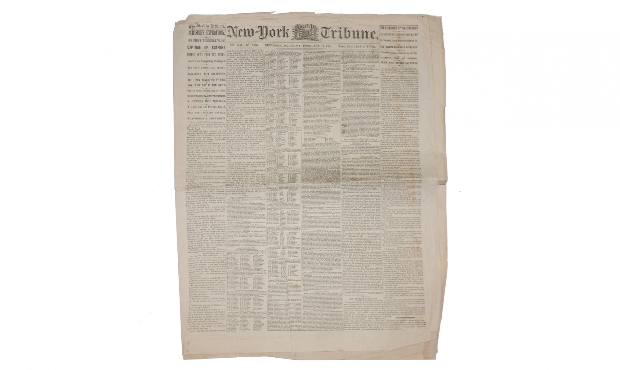 NEW YORK TRIBUNE - FEBRUARY 15, 1862