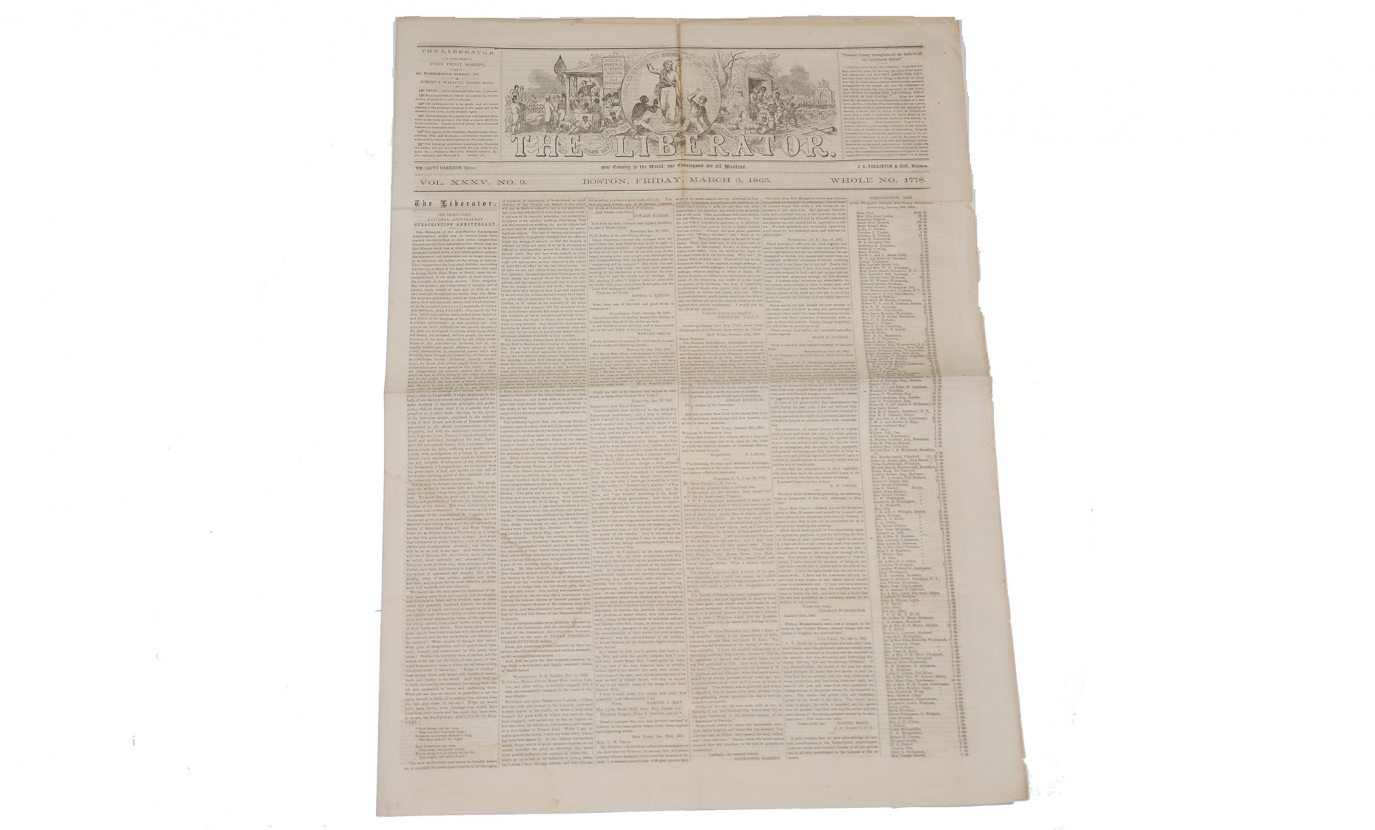 THE LIBERATOR – MARCH 3, 1865