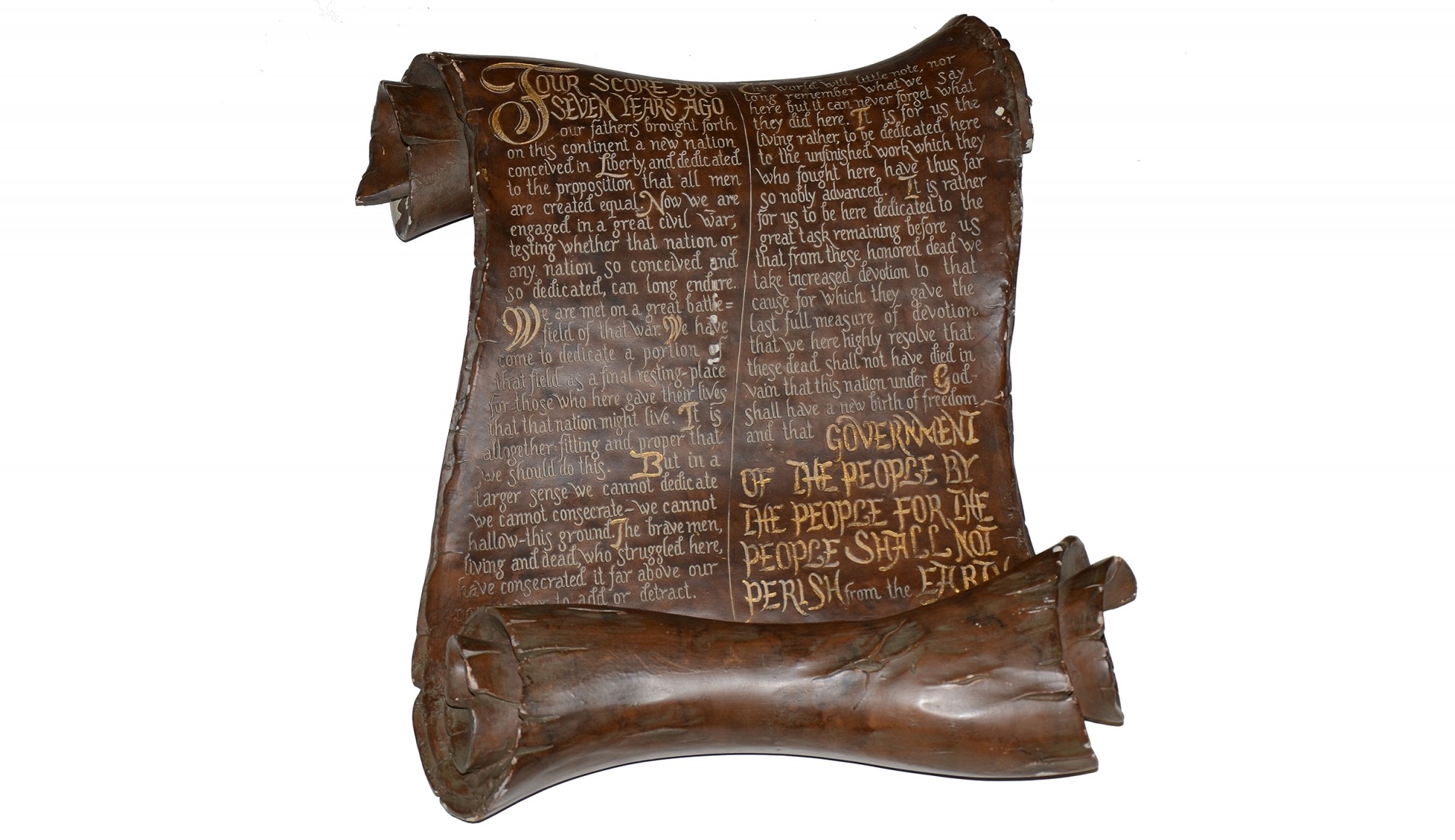 PLASTER SCROLL WTH GETTYSBURG ADDRESS