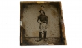 ¼ PLATE AMBROTYPE OF MILITIA OFFICER IN FULL DRESS UNIFORM, C1850s