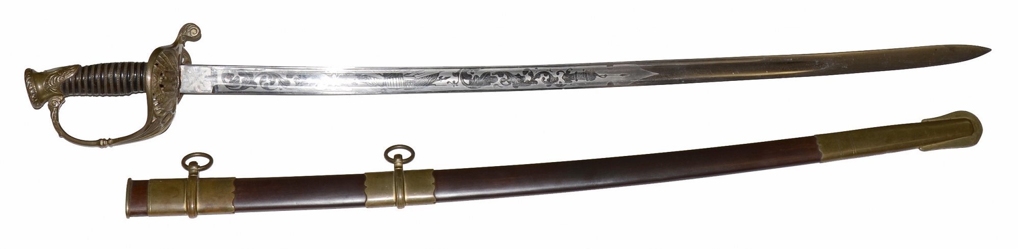 CIVIL WAR SAUERBIER MODEL 1850 STAFF & FIELD SWORD WITH SCABBARD 