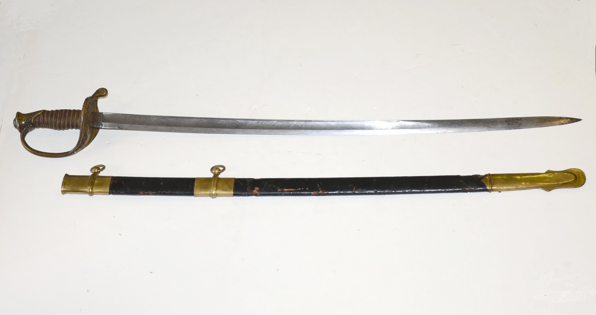 MODEL 1850 FOOT OFFICER’S SWORD WITH DOCUMENTS, ID’D TO DUTEE JOHNSON, 5TH RHODE ISLAND HEAVY ARTILLERY OFFICER 