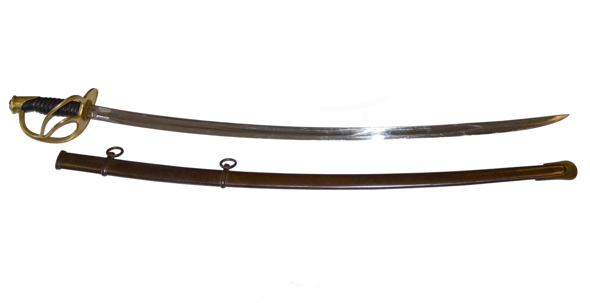 IDENTIFIED AMES M1860 LIGHT CAVALRY SABER AND SCABBARD IN FINE CONDITION WITH NEW JERSEY MARKS 