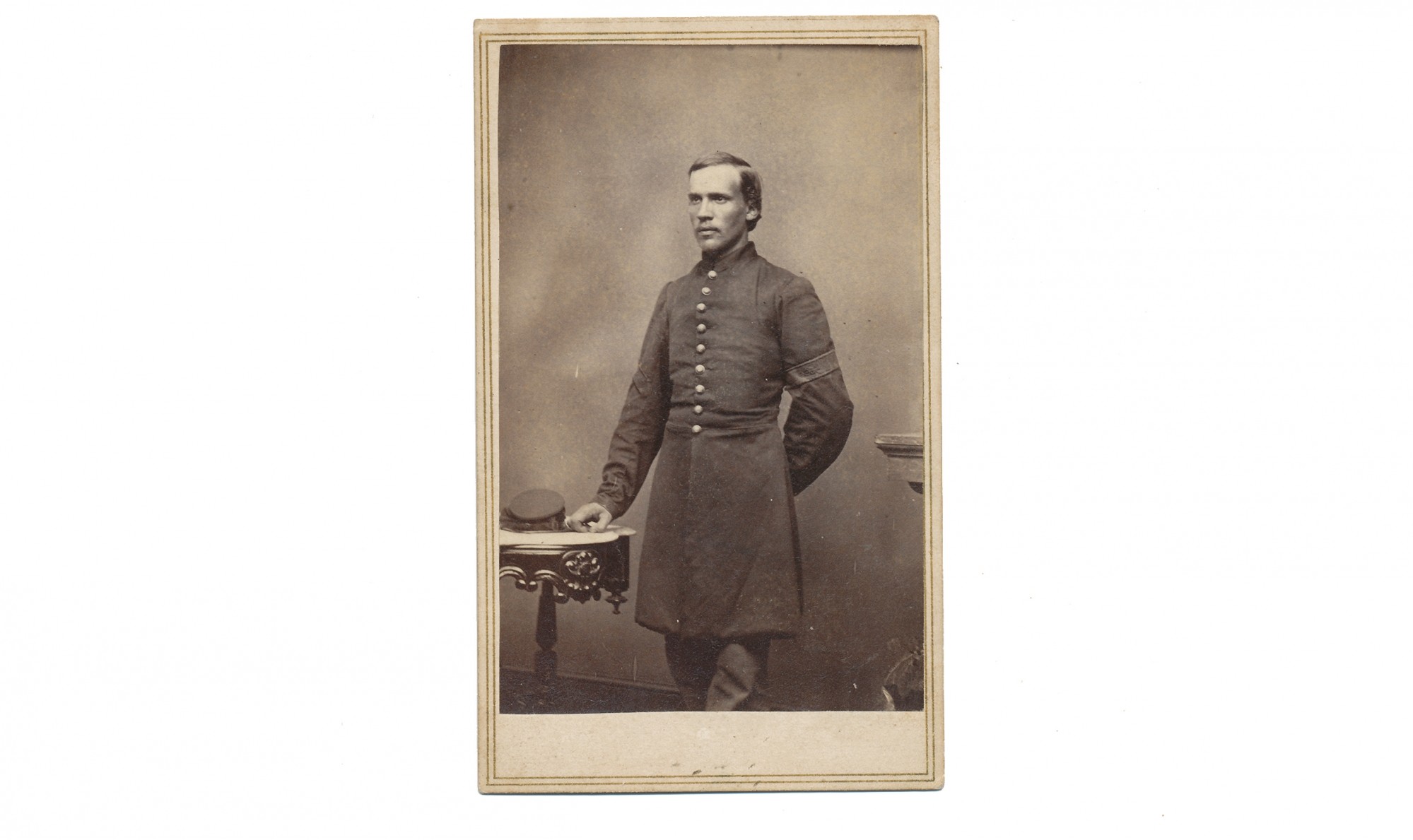 THREE QUARTER STANDING VIEW OF A HOSPITAL STEWARD