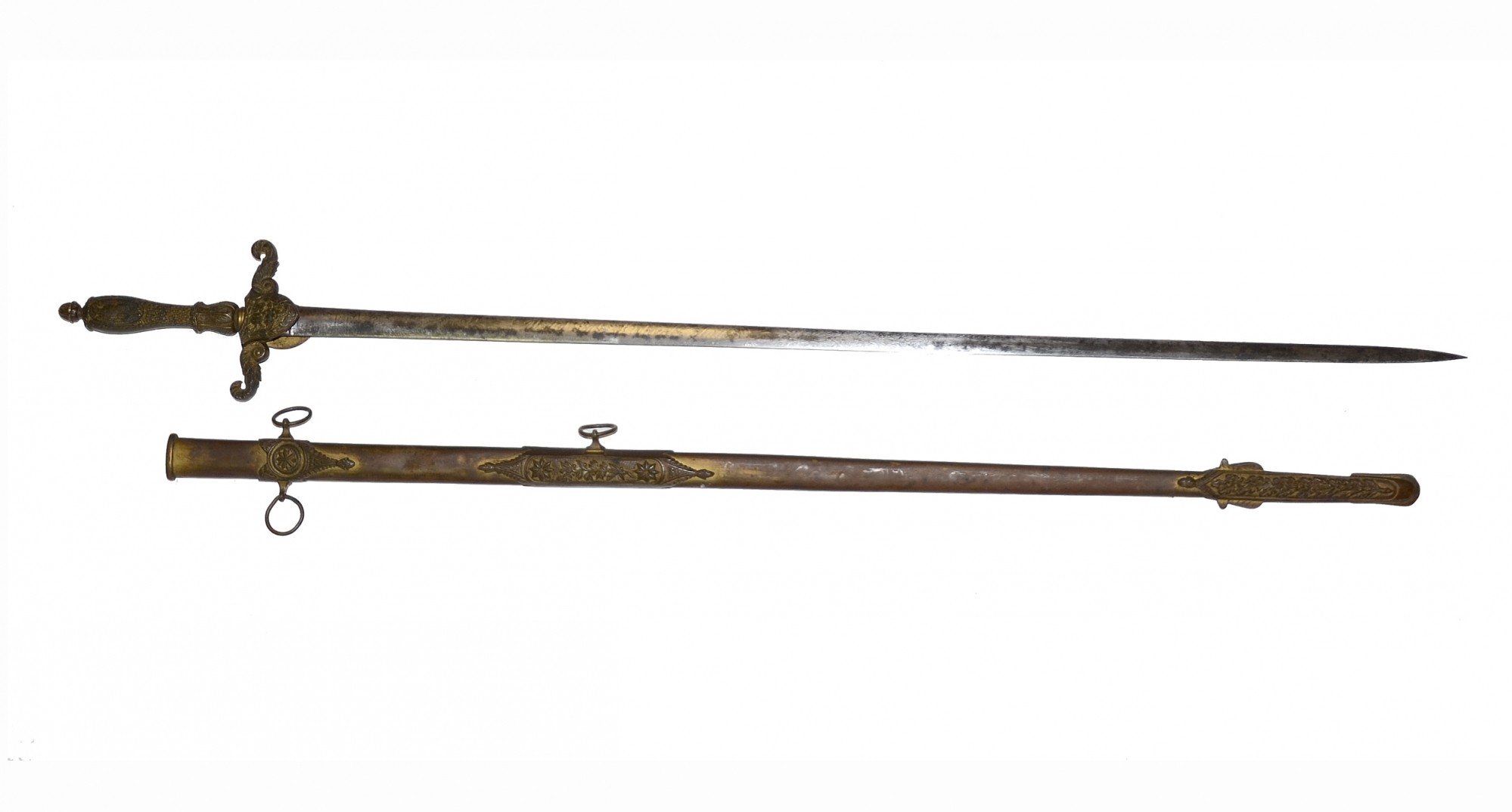 ORIGINAL, GETTYSBURG-RELATED, PRESENTATION MEDICAL OFFICER’S SWORD WITH MATCHING BRASS SCABBARD 